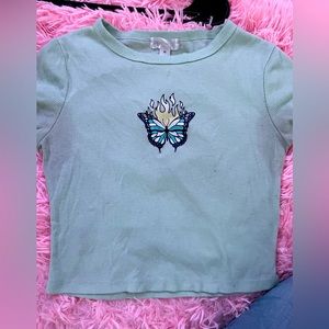 COPY - Minty Butterfly Crop Top